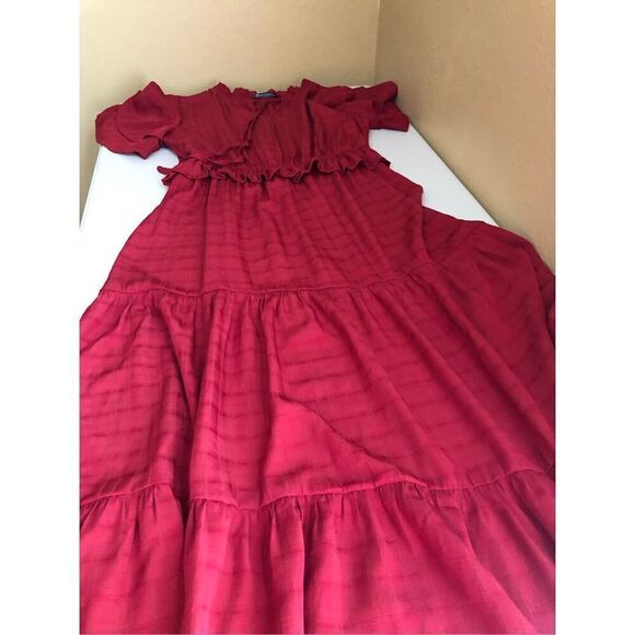 PRETTYGARDEN Womens Summer Boho Maxi Dress V Neck Ruffle Trim High SZ S - Picture 13 of 13